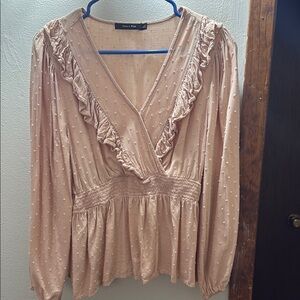 Women's Cream Ruffle Top